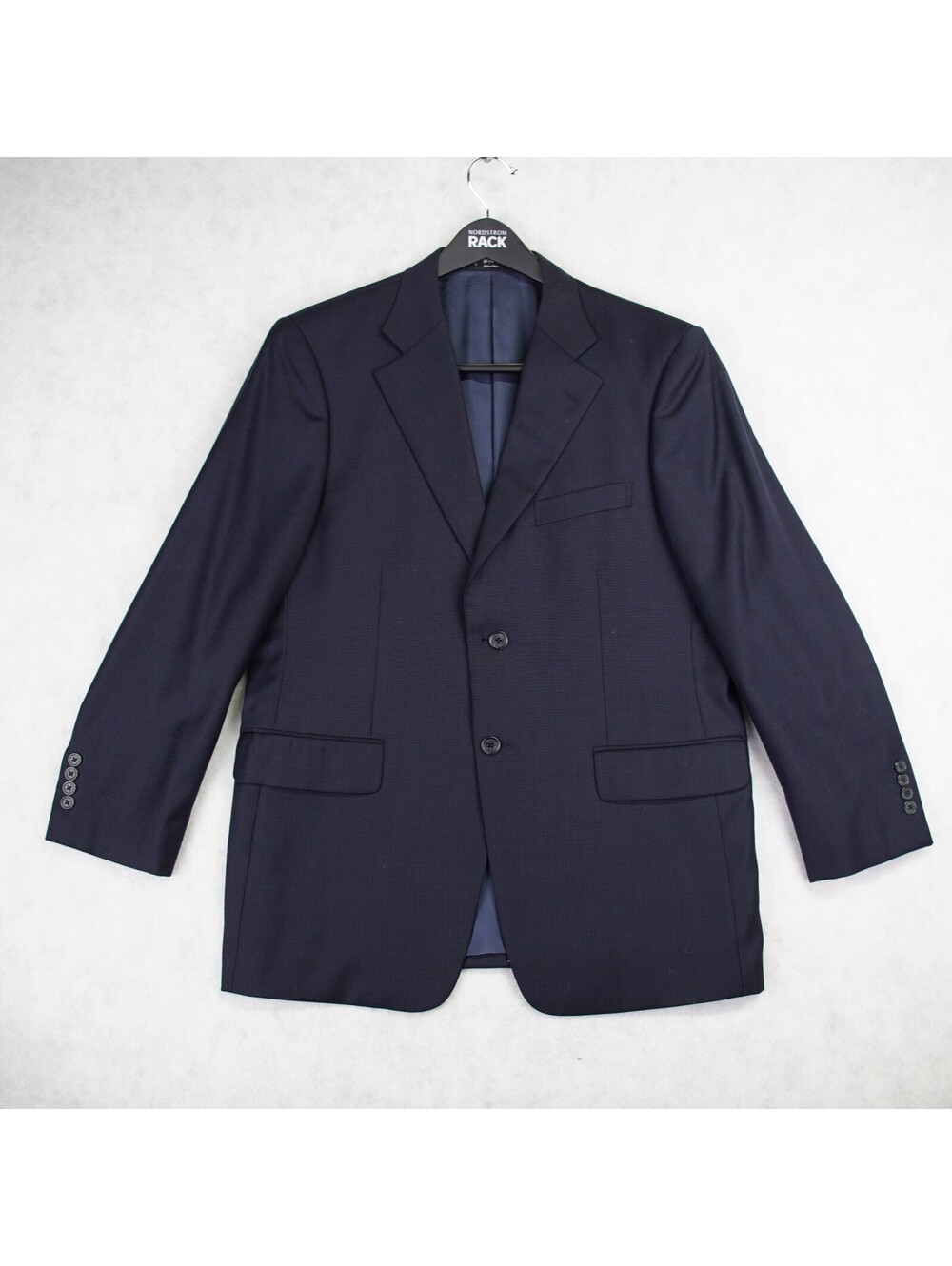 John W Nordstrom Loro Piana 120's Wool 2 Button Blazer Jacket Mens 42S Navy Flaw